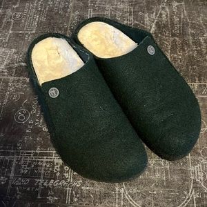 Birkenstock Zermatt Green Shearling Wool Felt Slippers